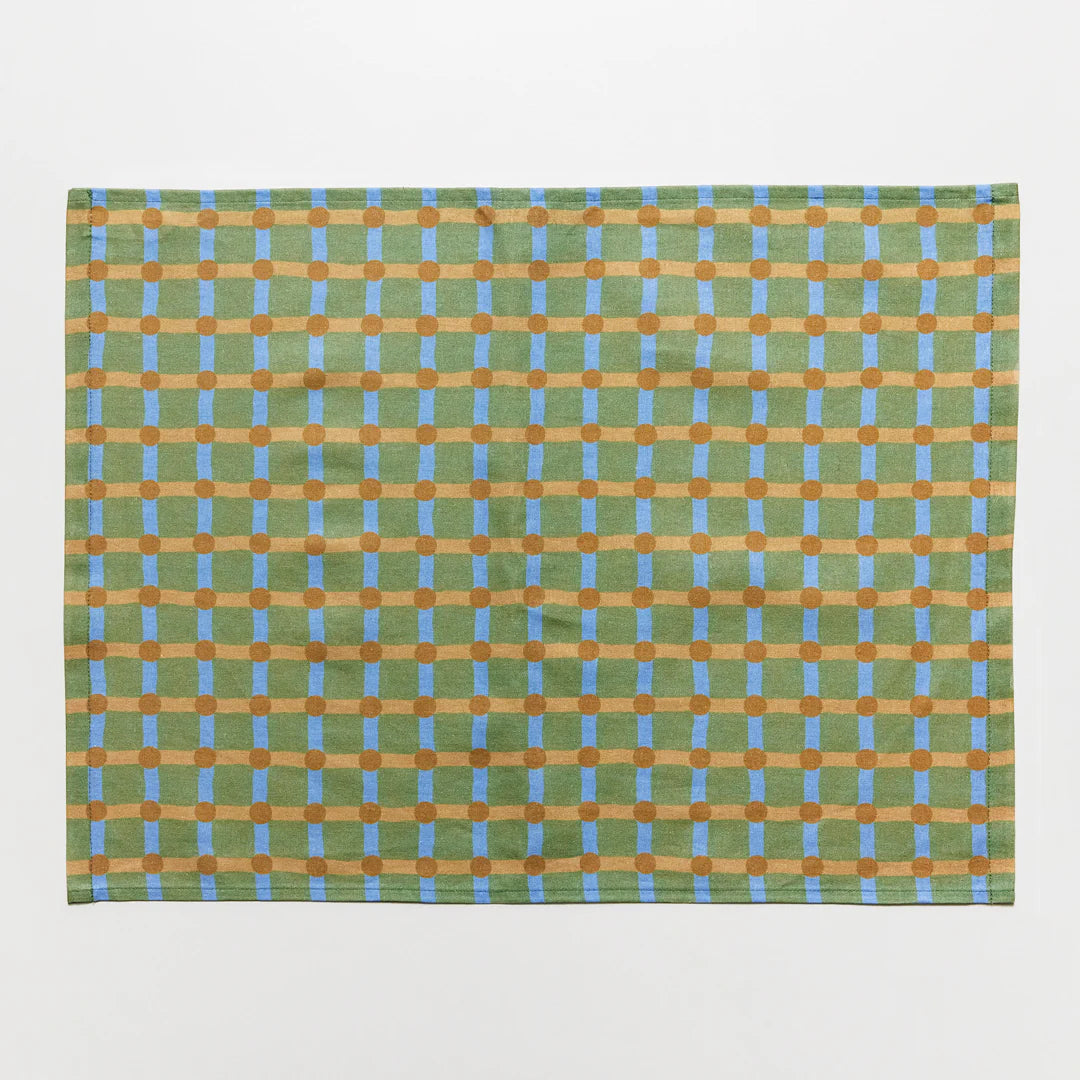 Dot Check Kitchen Cloth - Brown on Khaki