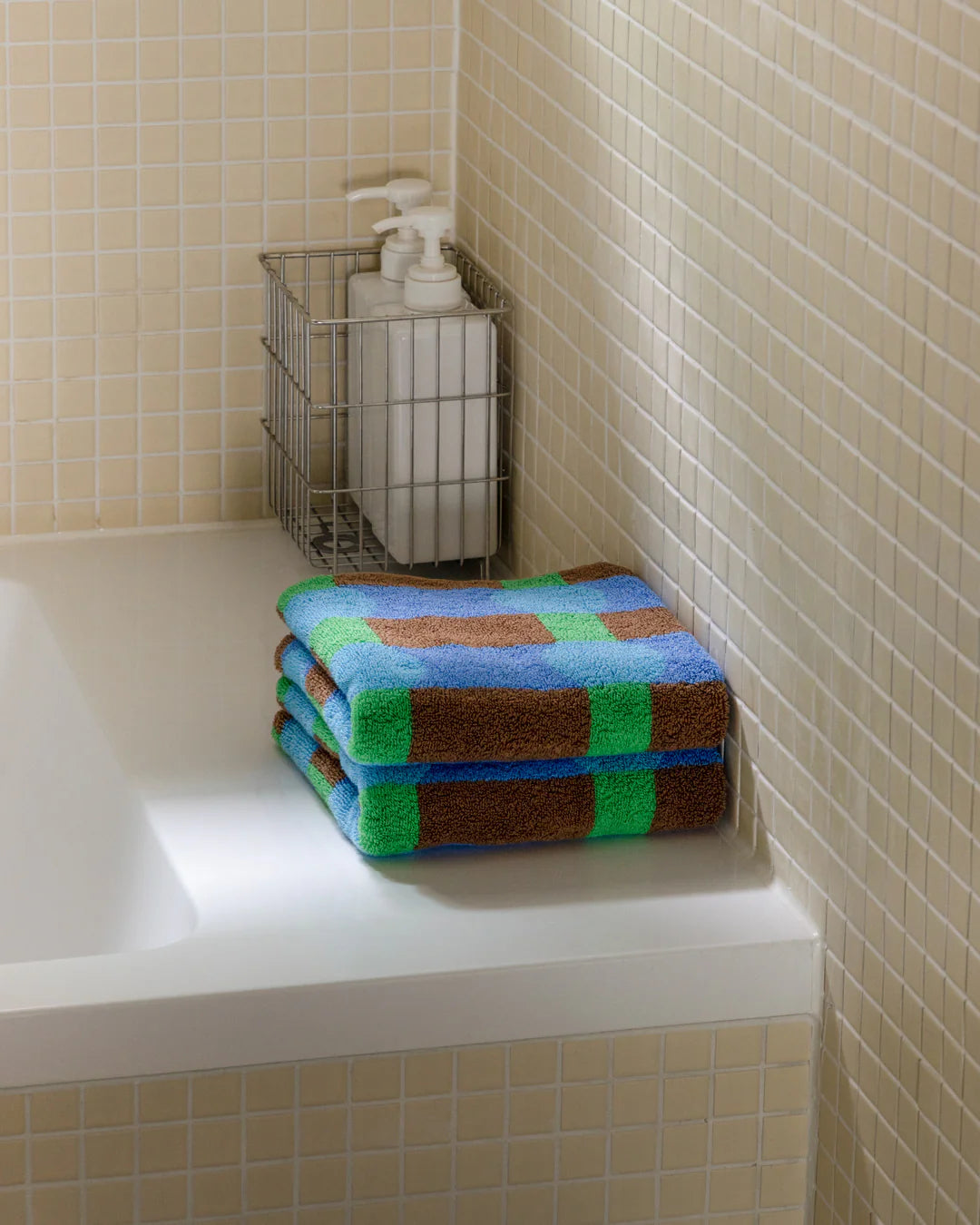 Dot Check Towel - Blue on Brick