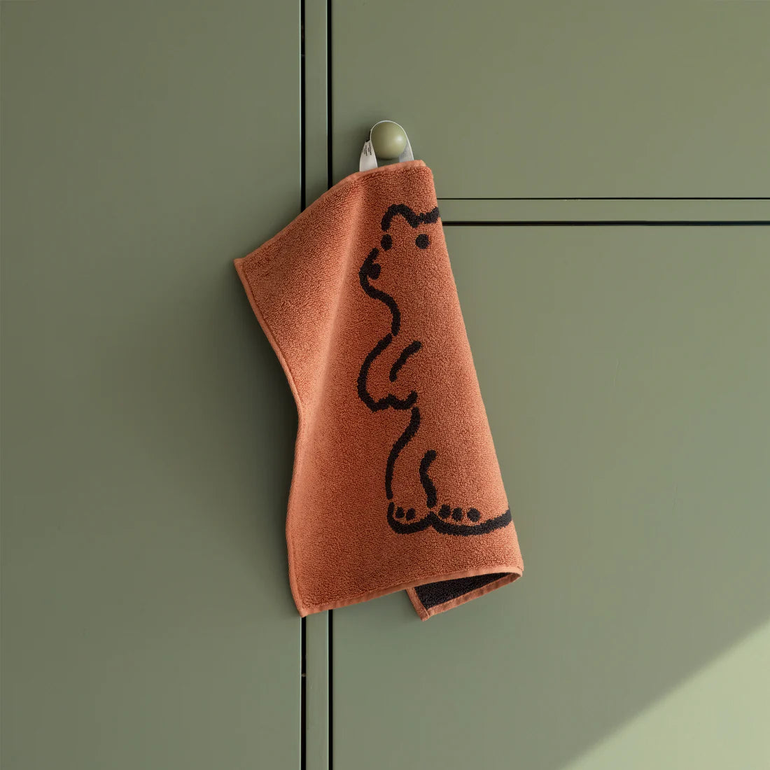 Huggy Bear Hand Towel - Brick
