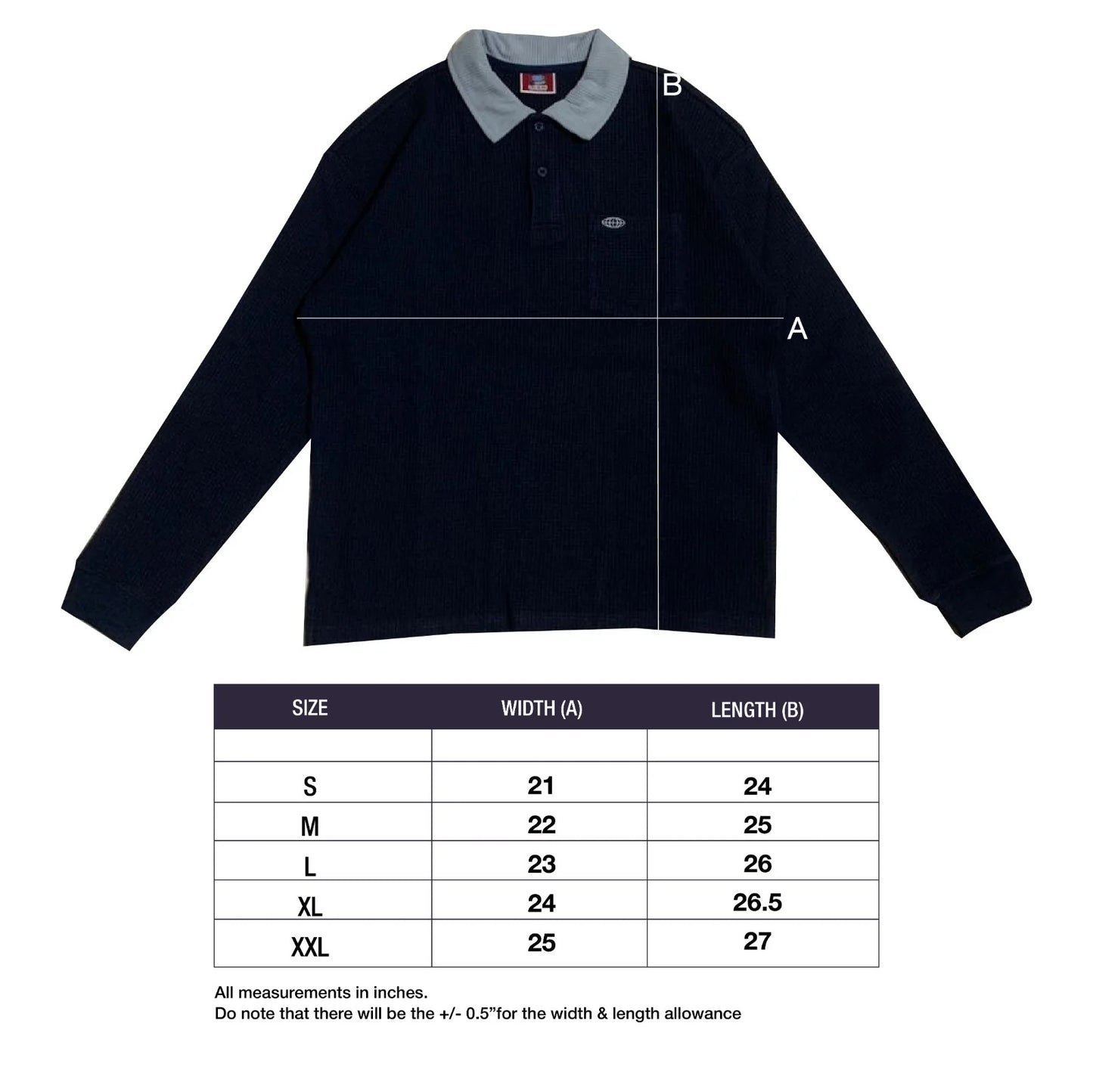 Globe Waffle Long Sleeve Polo