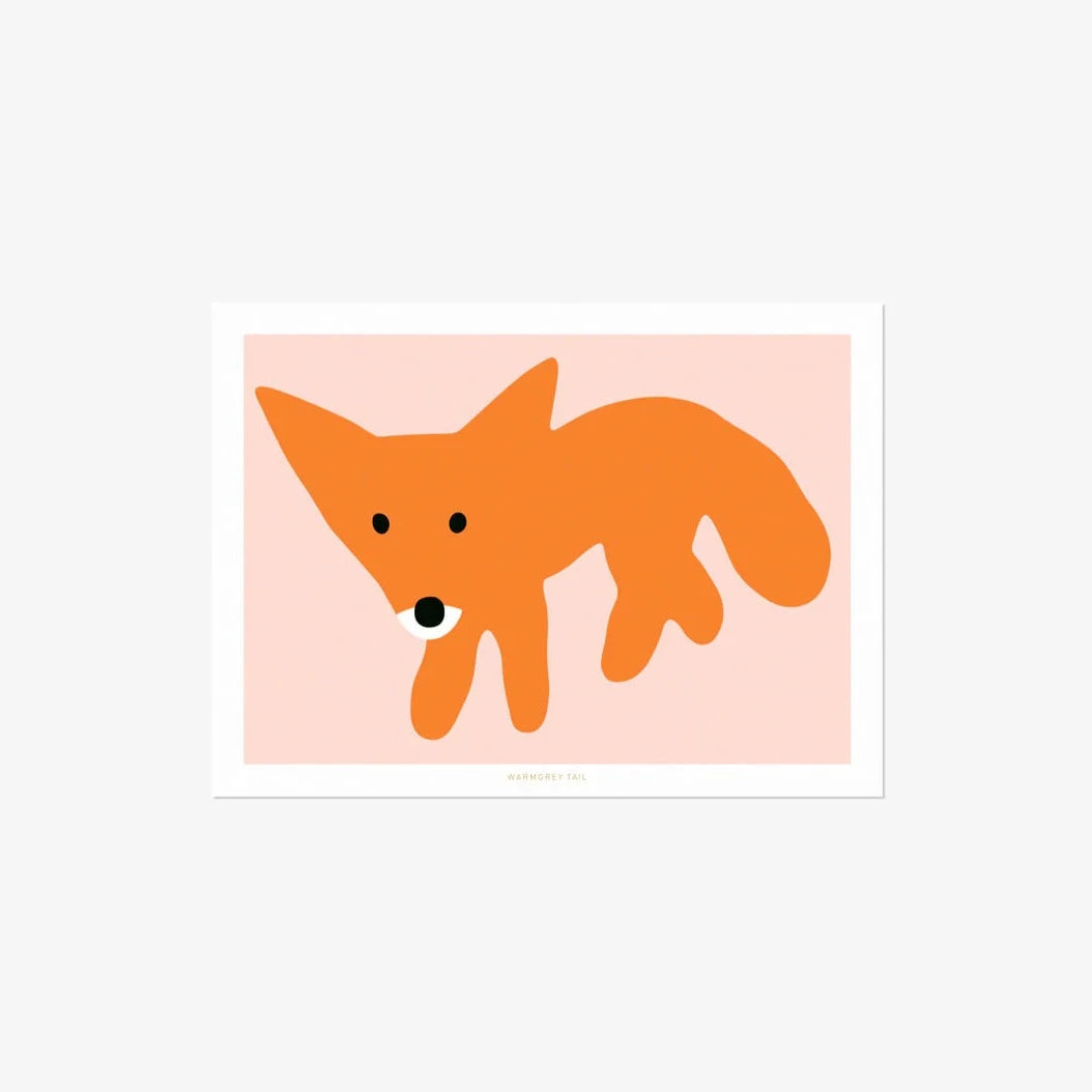 Red Fox - Pink Postcard