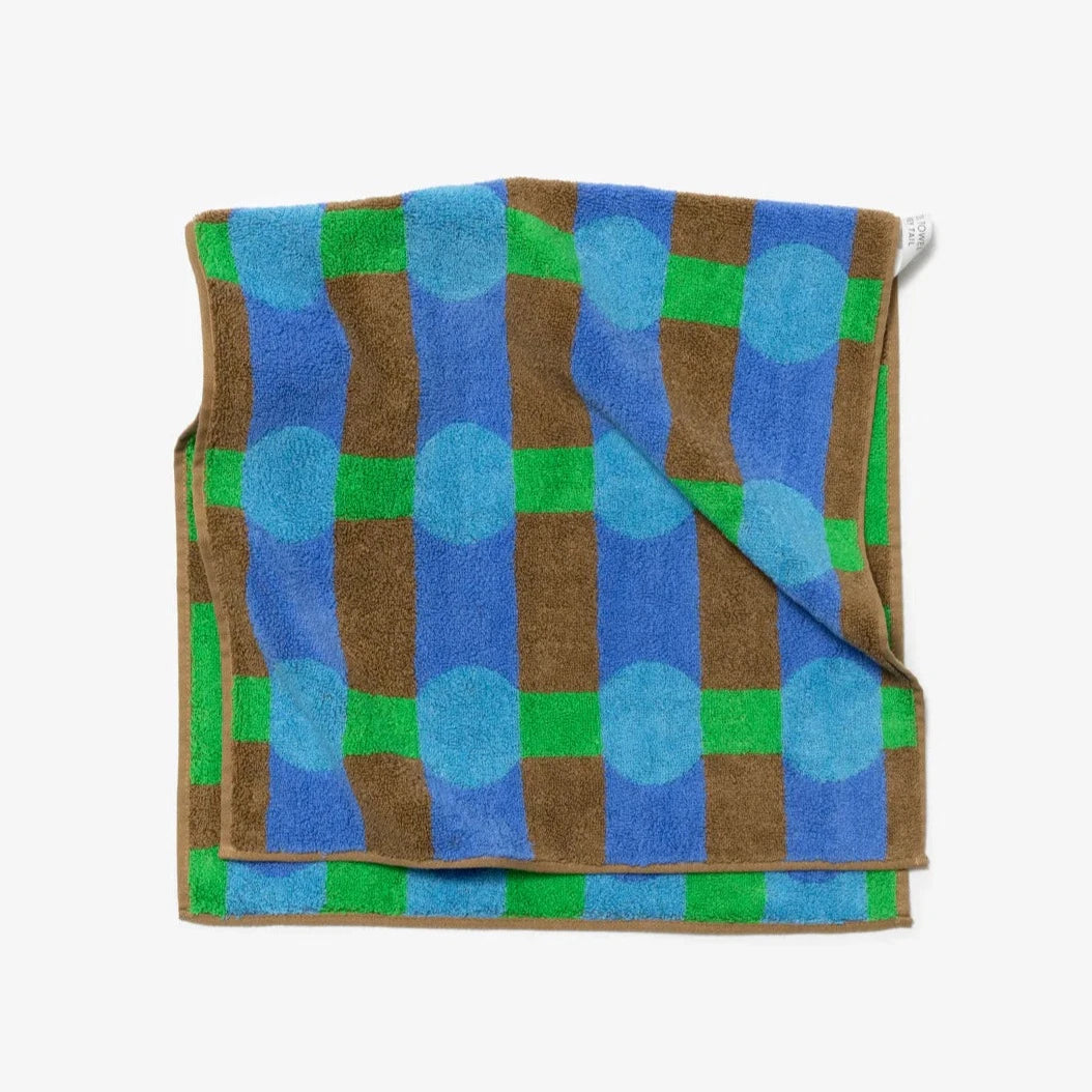 Dot Check Towel - Blue on Brick