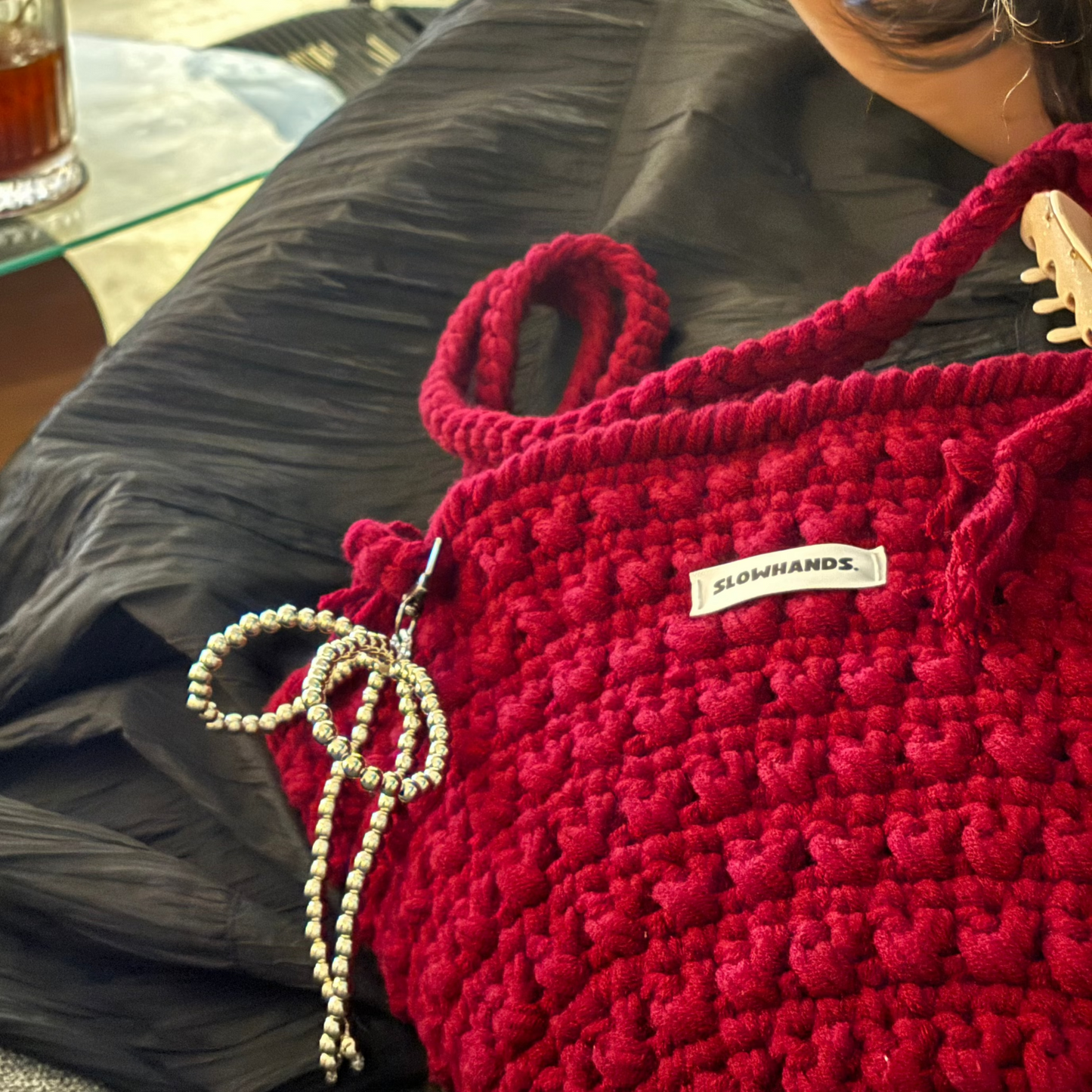 Big Bow Silver Bag Charm