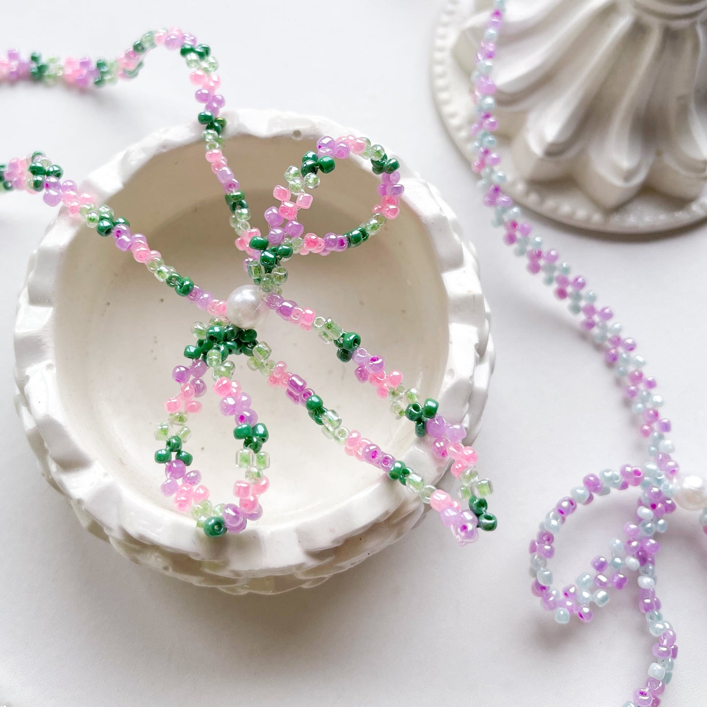 Mini Beaded Ribbon Necklace