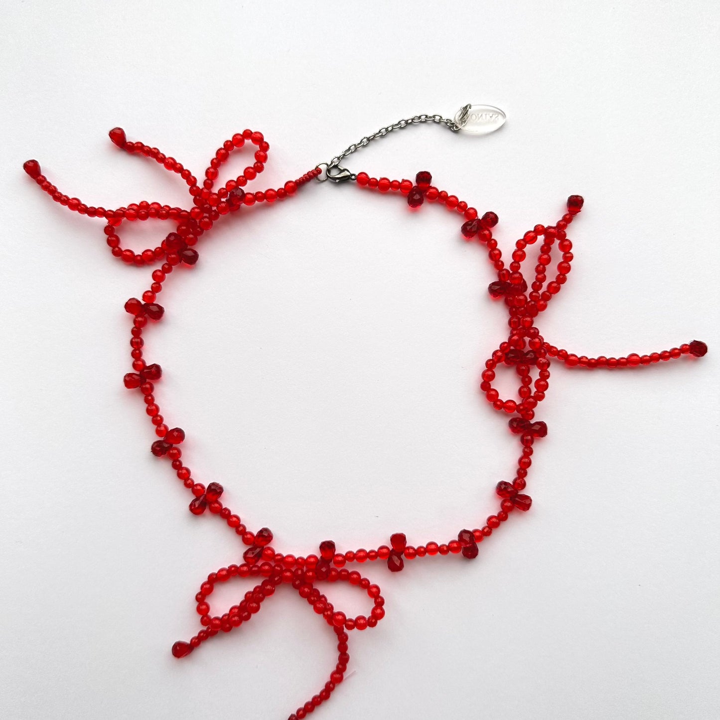 Triple Red Bow Necklace