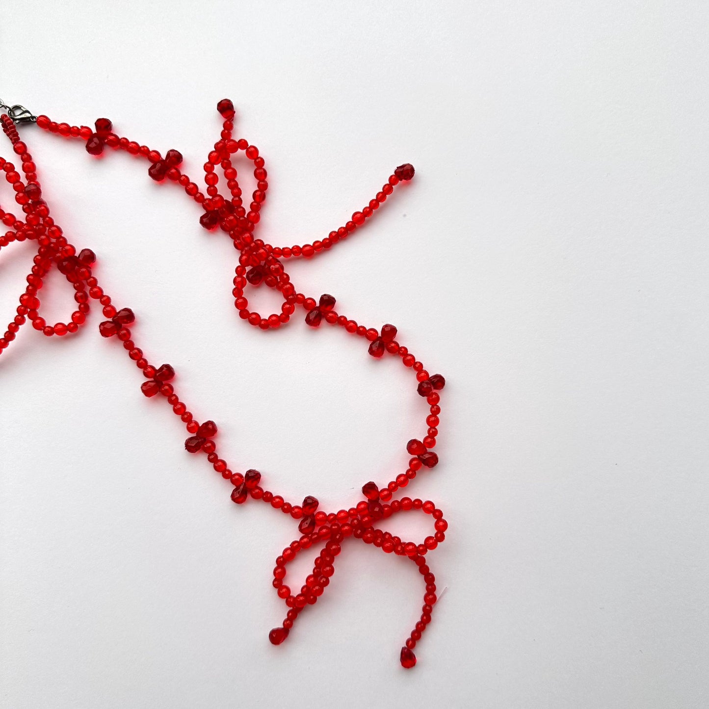 Triple Red Bow Necklace