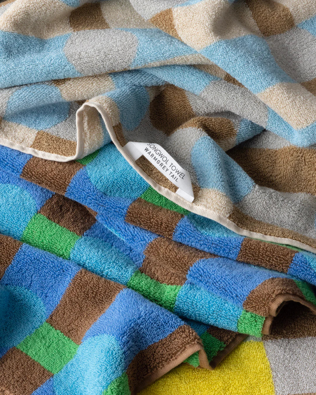 Dot Check Towel - Blue on Brick