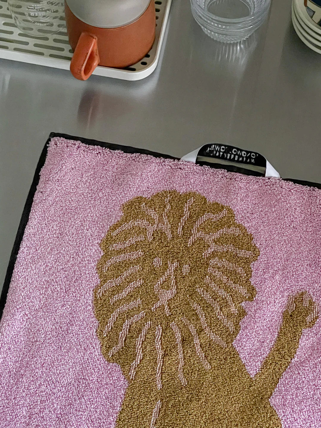 Lion Hand Towel - Coral