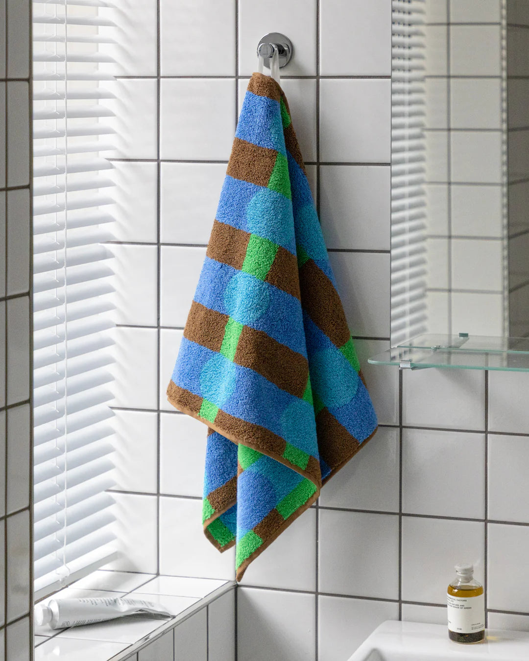 Dot Check Towel - Blue on Brick