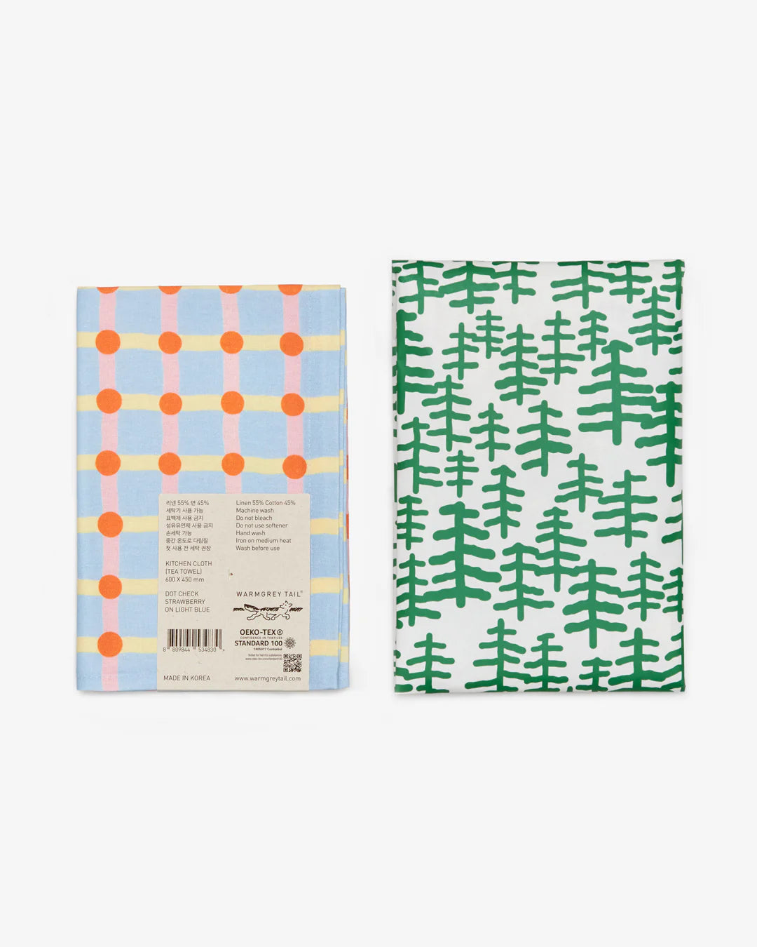 Dot Check Kitchen Cloth - Strawberry on Light Blue