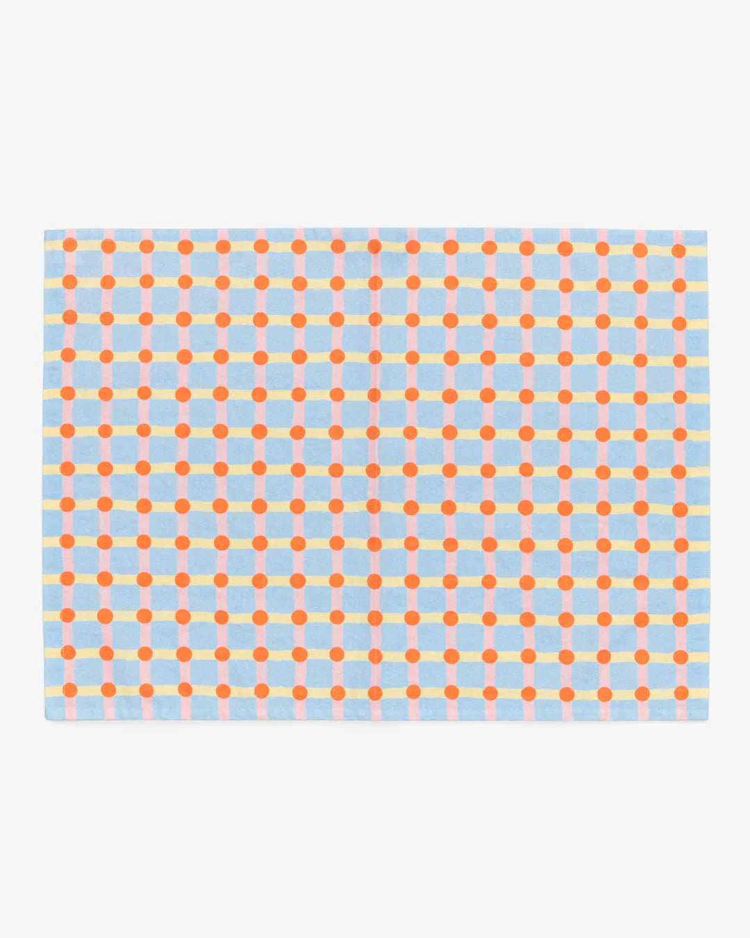 Dot Check Kitchen Cloth - Strawberry on Light Blue