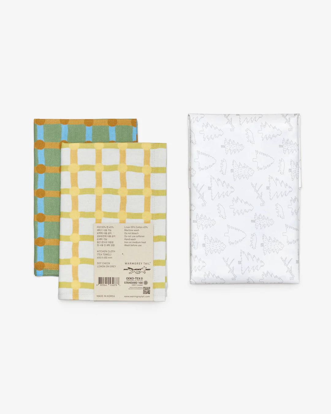 Dot Check Kitchen Cloth - Green on Brick