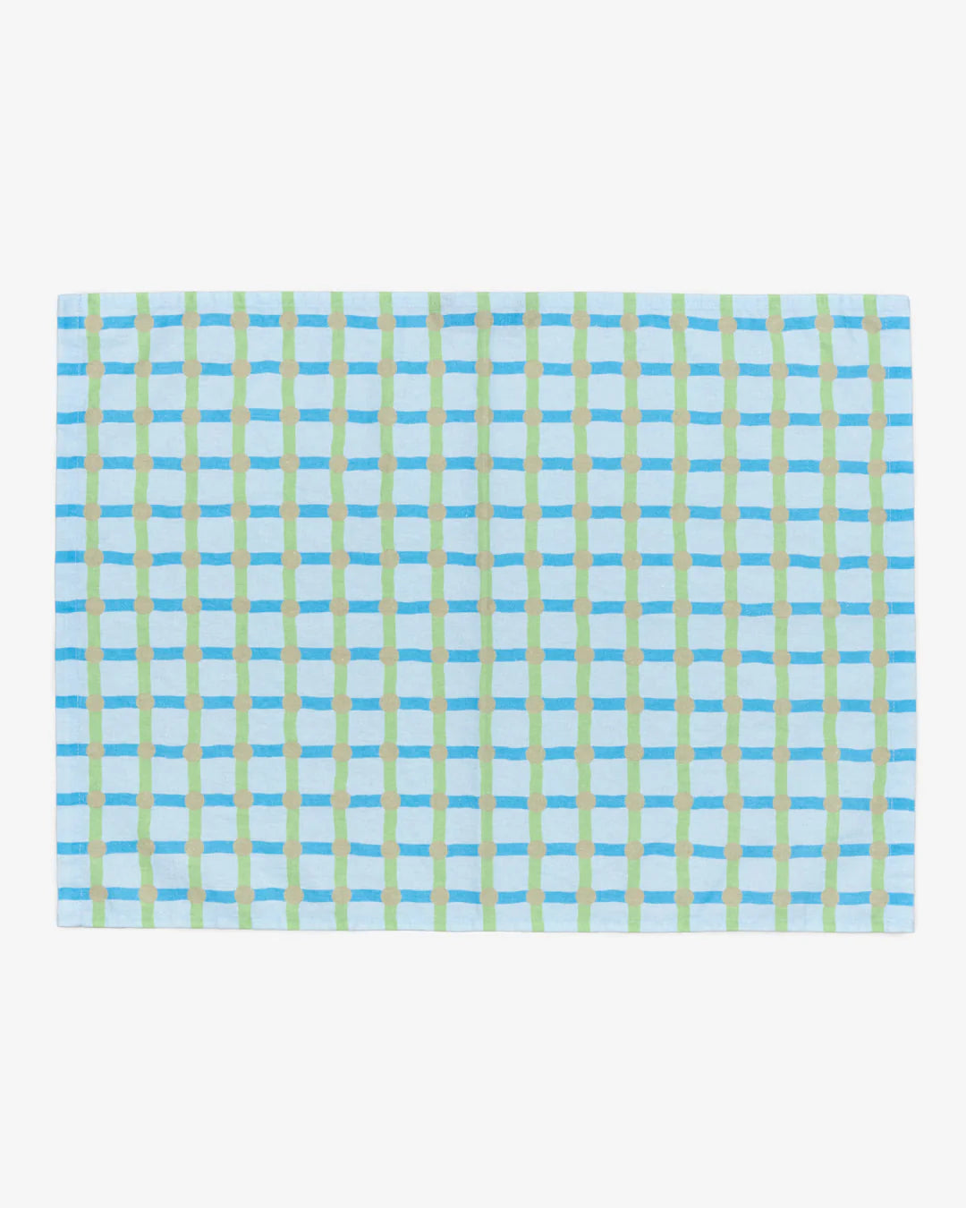 Dot Check Kitchen Cloth - Grey on Light Blue
