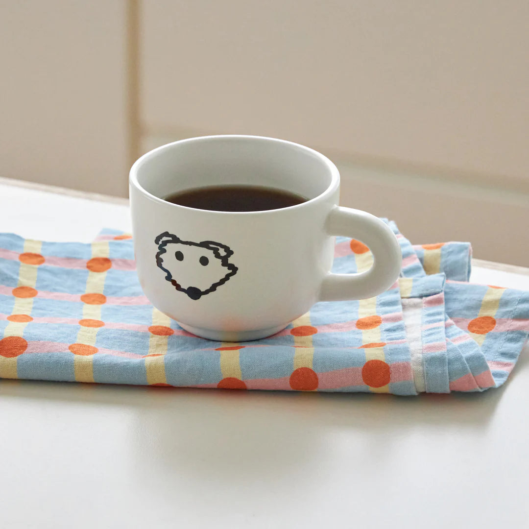 Dot Check Kitchen Cloth - Strawberry on Light Blue