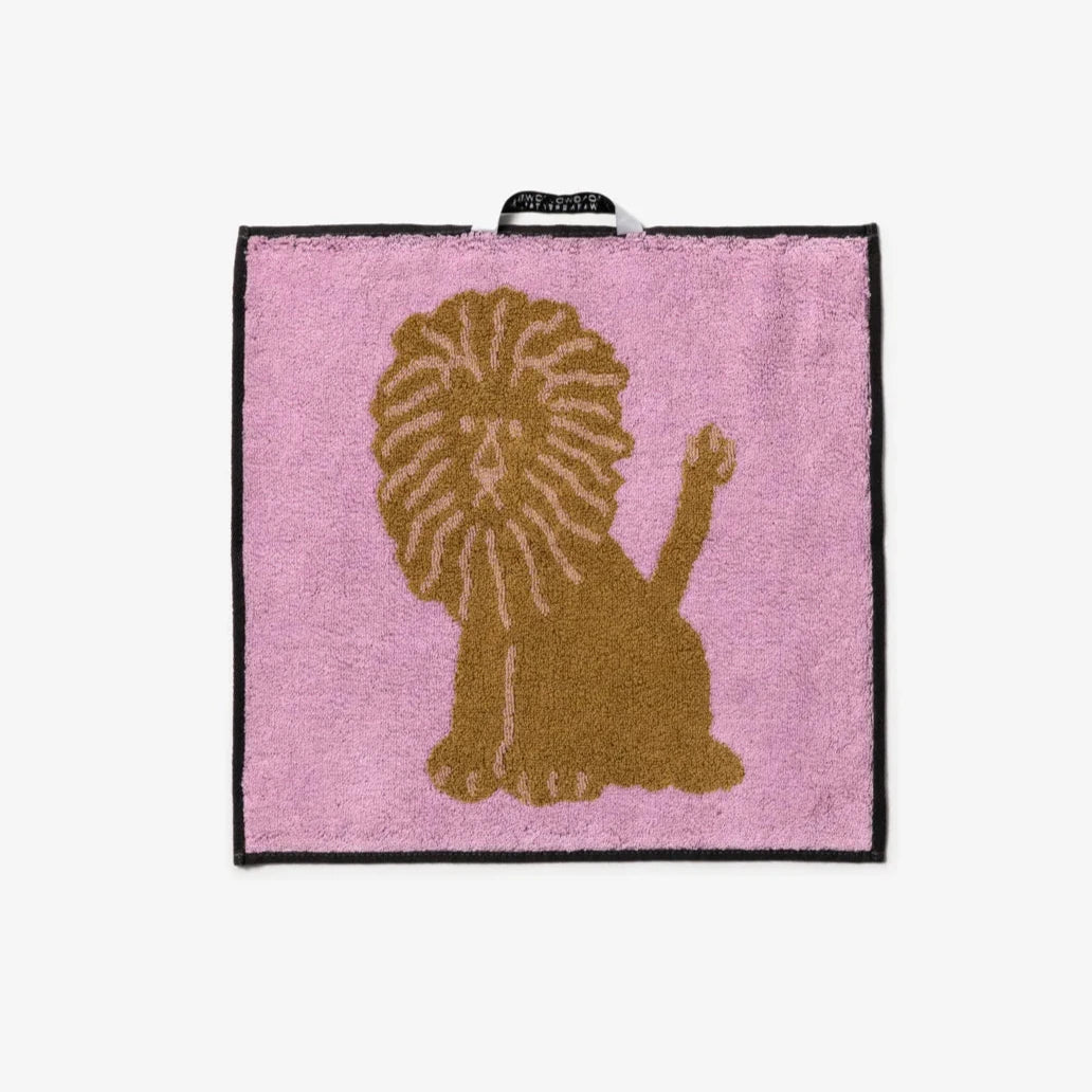 Lion Hand Towel - Coral