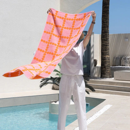 Blossom Check Big Towel - Pink