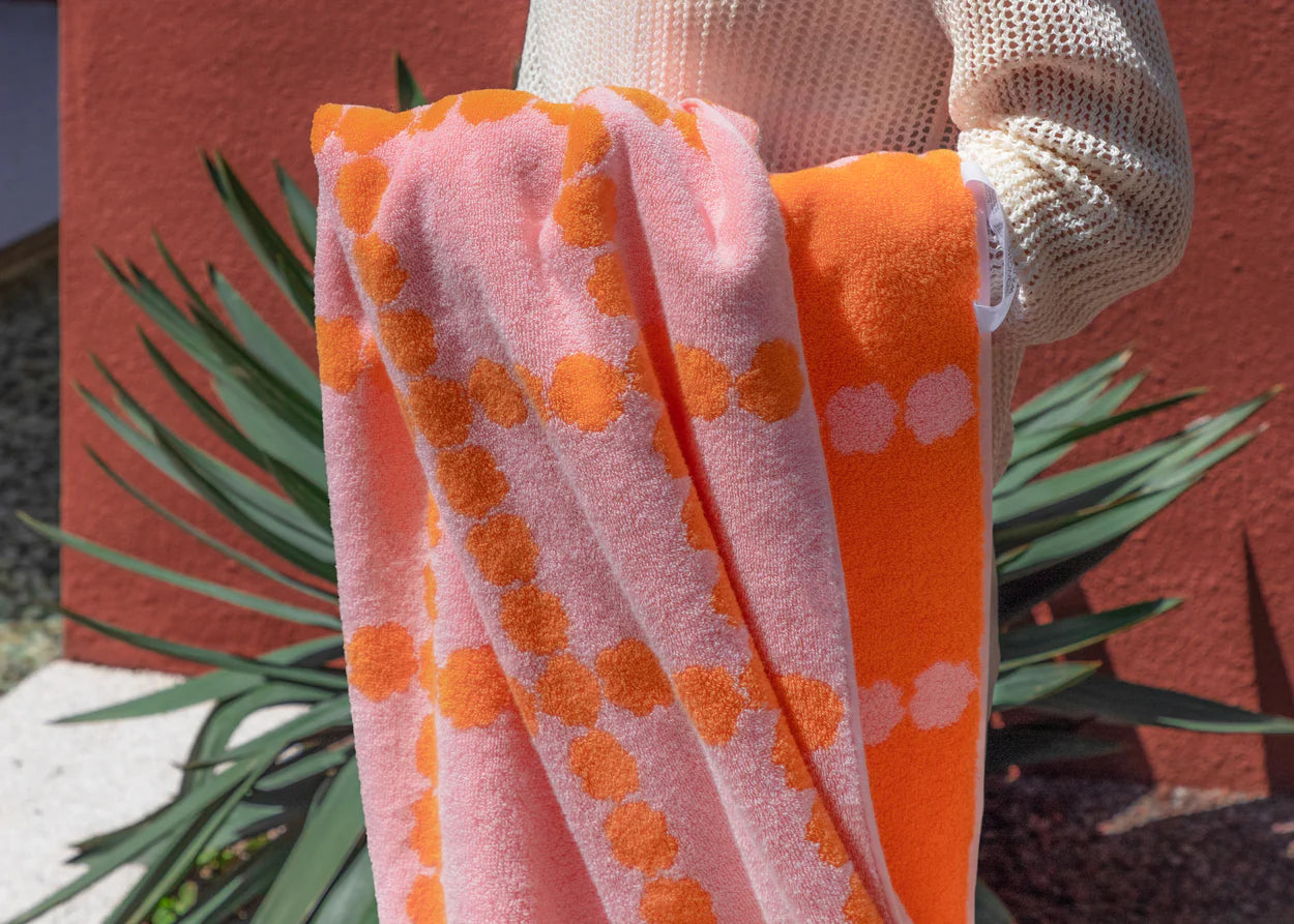 Blossom Check Big Towel - Pink