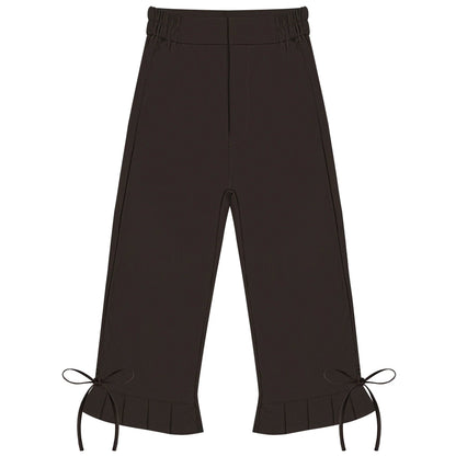Pleated Hem Capri Pants