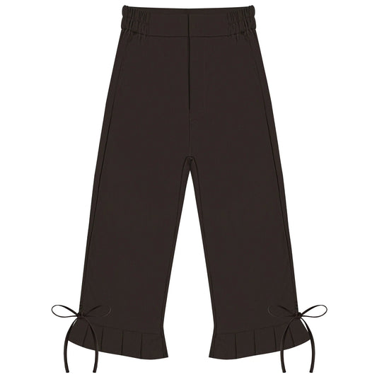 Pleated Hem Capri Pants