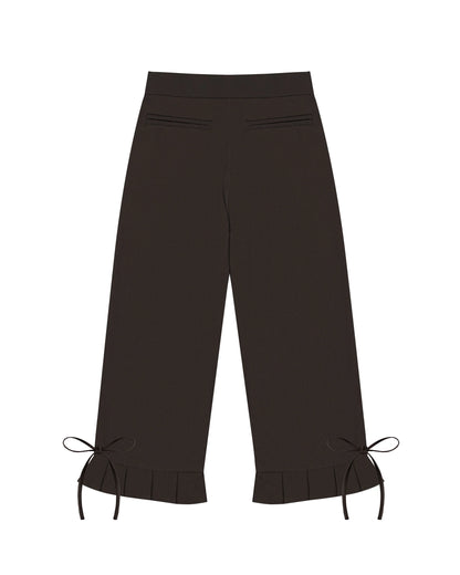 Pleated Hem Capri Pants