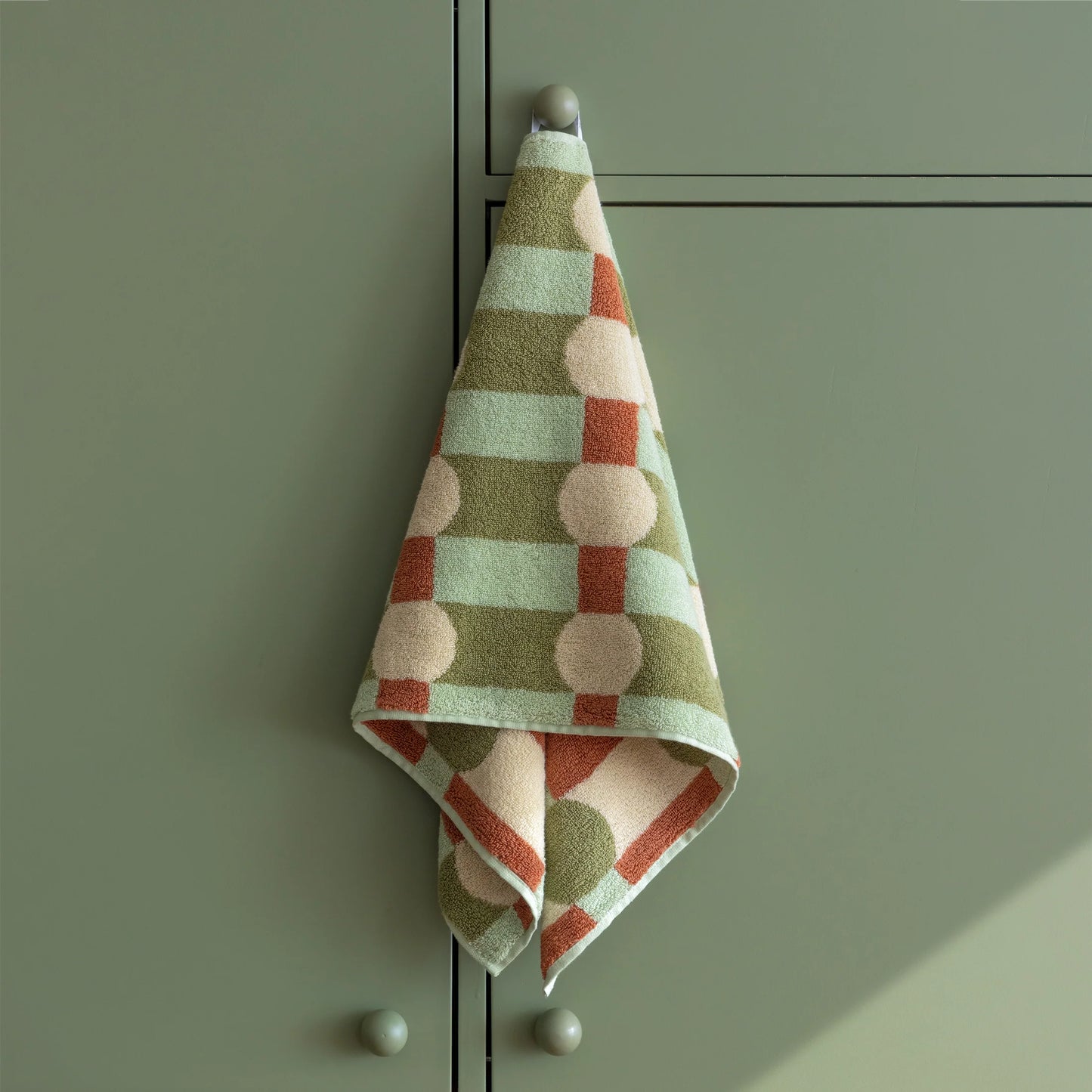 Dot Check Towel - Cream on Mint