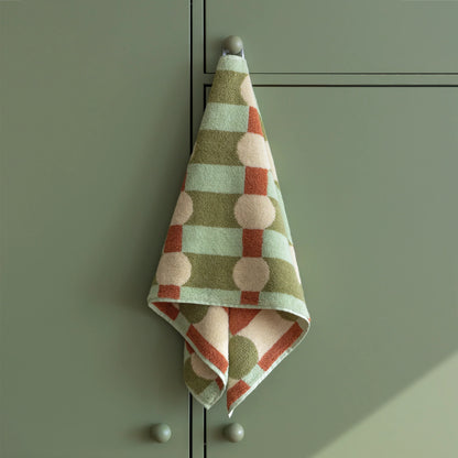 Dot Check Towel - Cream on Mint