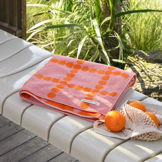 Blossom Check Big Towel - Pink