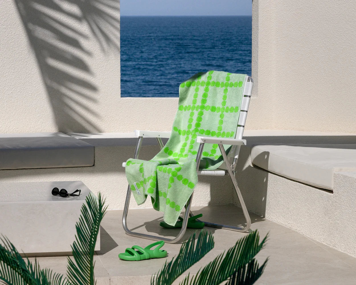 Blossom Check Big Towel - Green