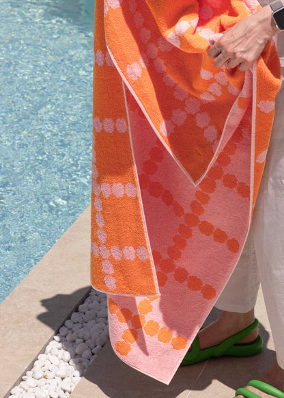 Blossom Check Big Towel - Pink