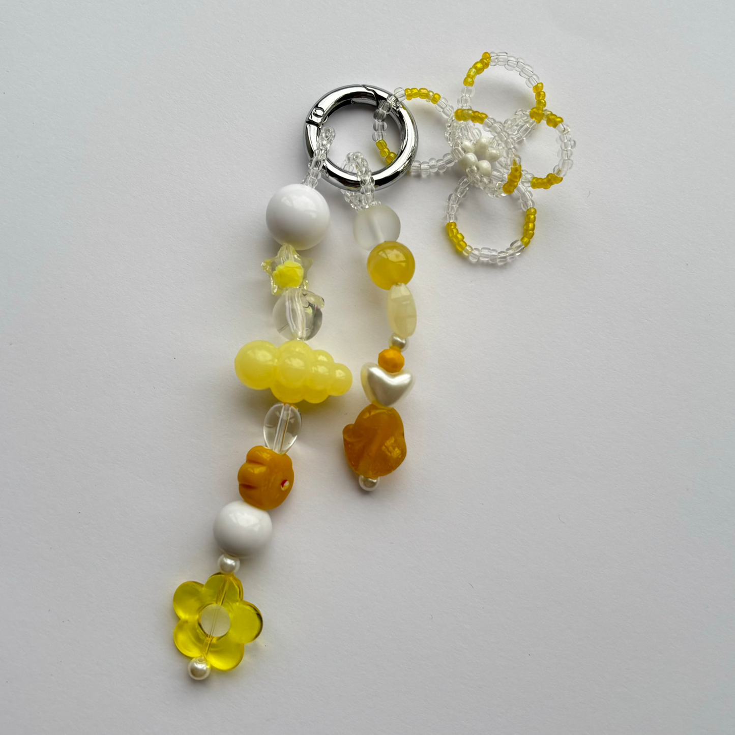 Floral & Glass Beads Bag Charm