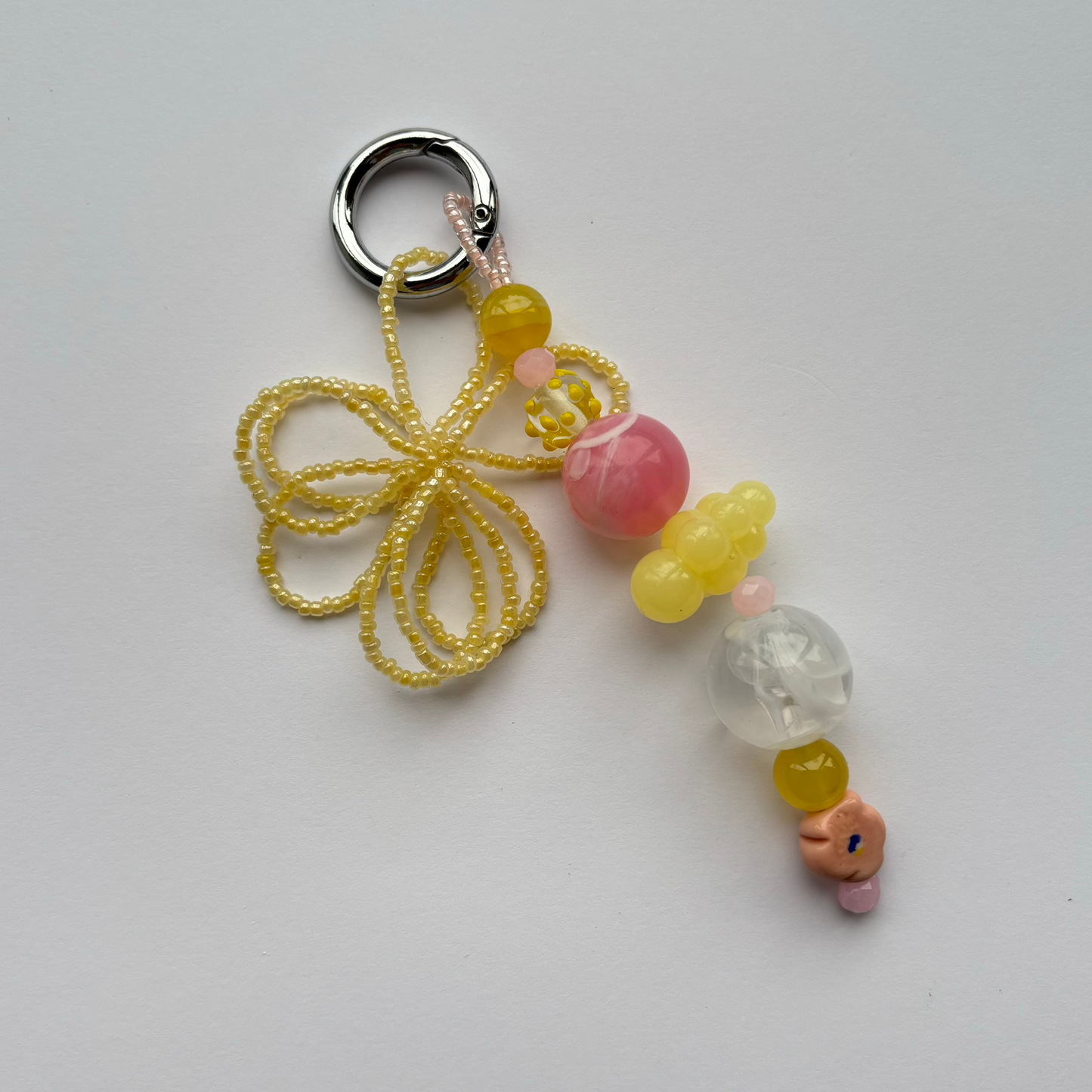 Floral & Glass Beads Bag Charm