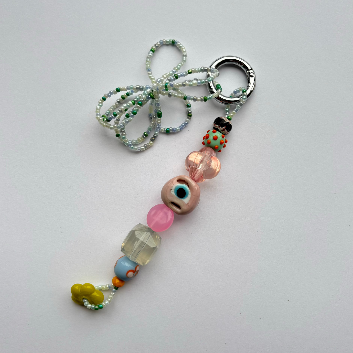 Floral & Glass Beads Bag Charm