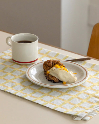 Dot Check Kitchen Cloth  - Lemon on Warmgrey