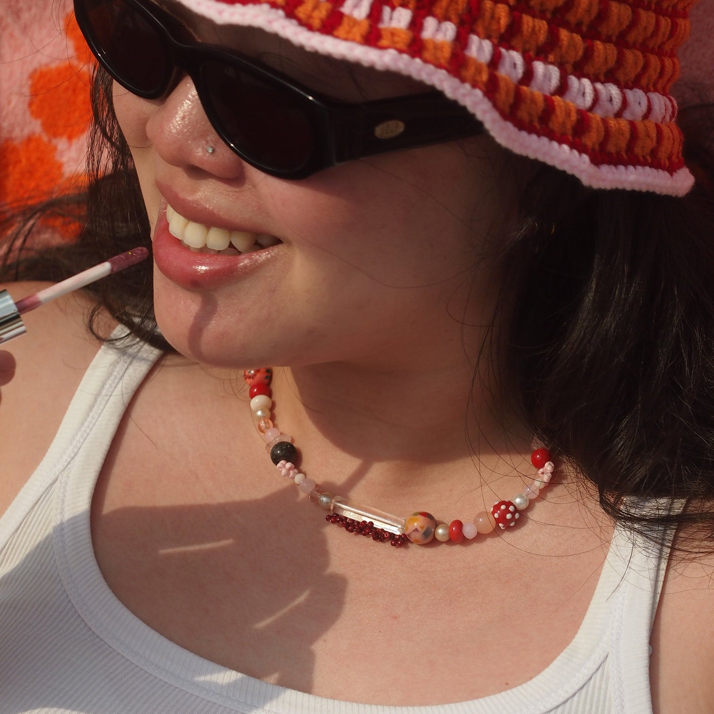 Pink & Red Vals Necklace