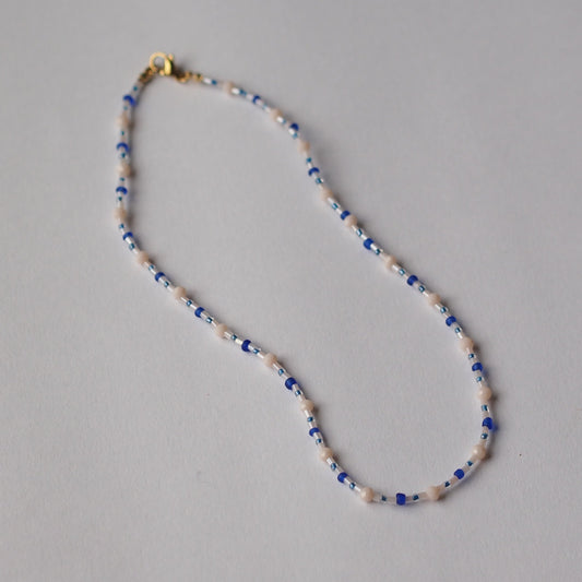 Dainty Blue Beaded Necklace
