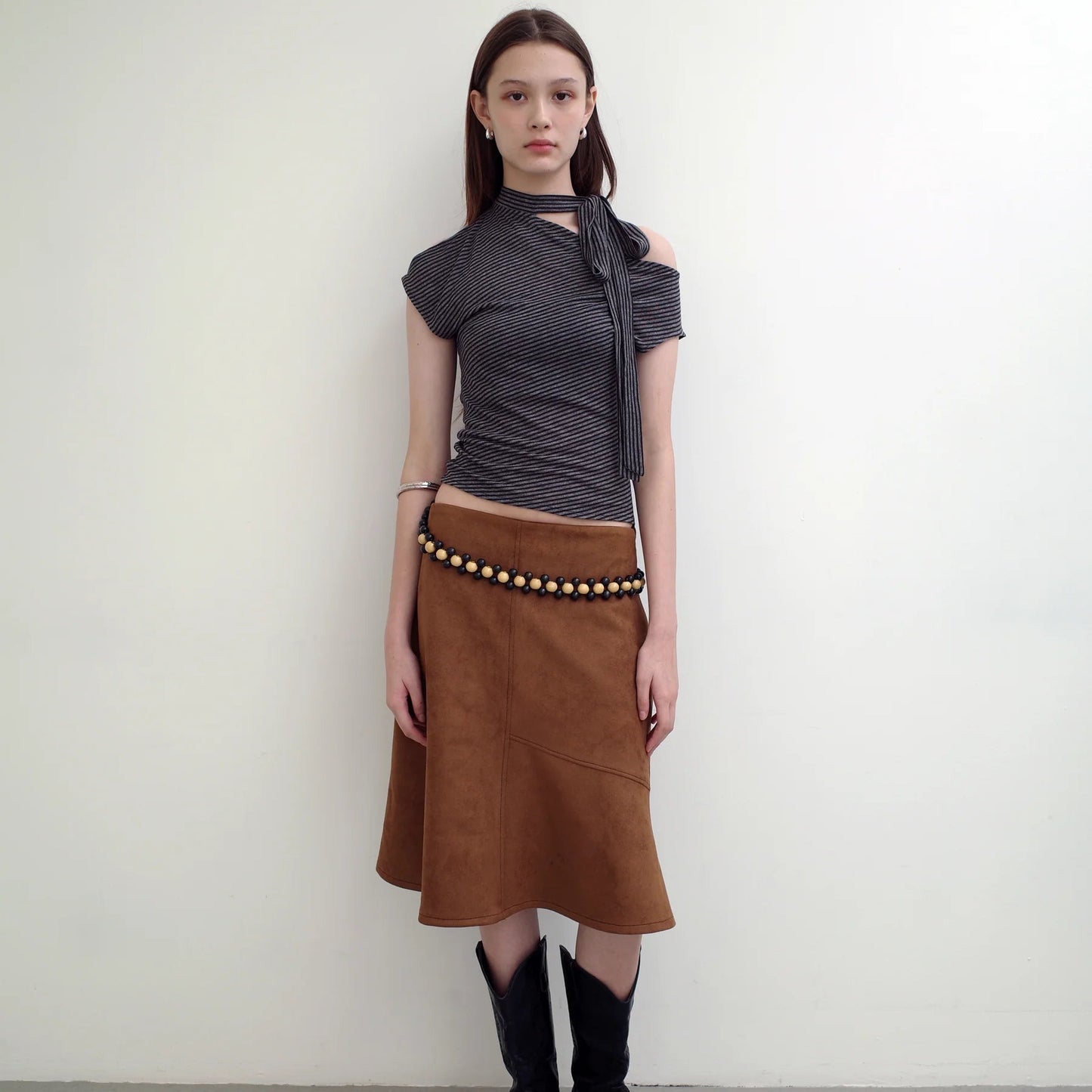 Paneled Suede Skirt