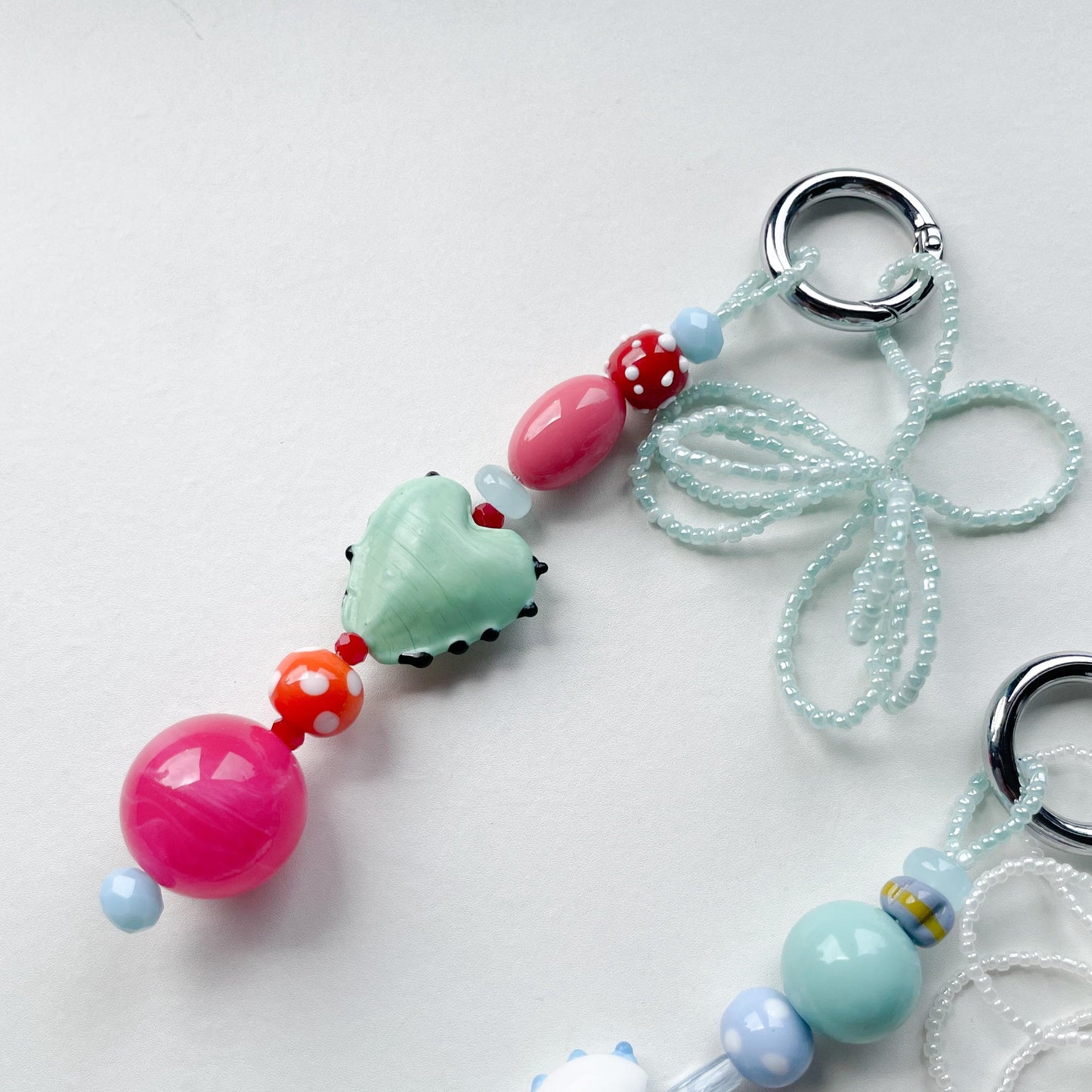 Floral & Glass Beads Bag Charm