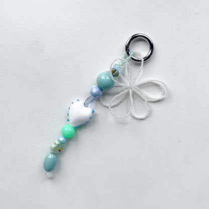 Floral & Glass Beads Bag Charm