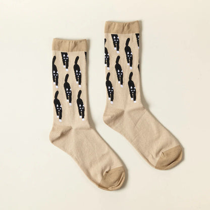 Cat Coming Socks - Beige