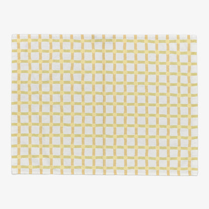 Dot Check Kitchen Cloth  - Lemon on Warmgrey