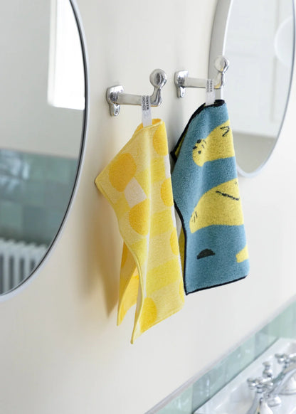 Dot Check Hand Towel - Yellow on Yellow