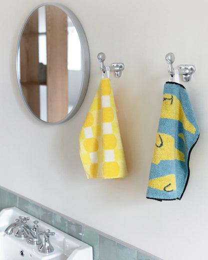 Dot Check Hand Towel - Yellow on Yellow