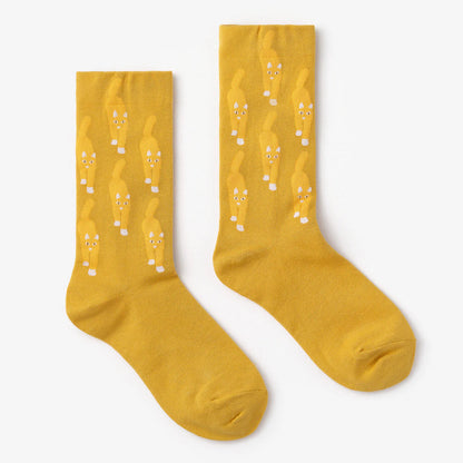 Cat Coming Socks - Yellow