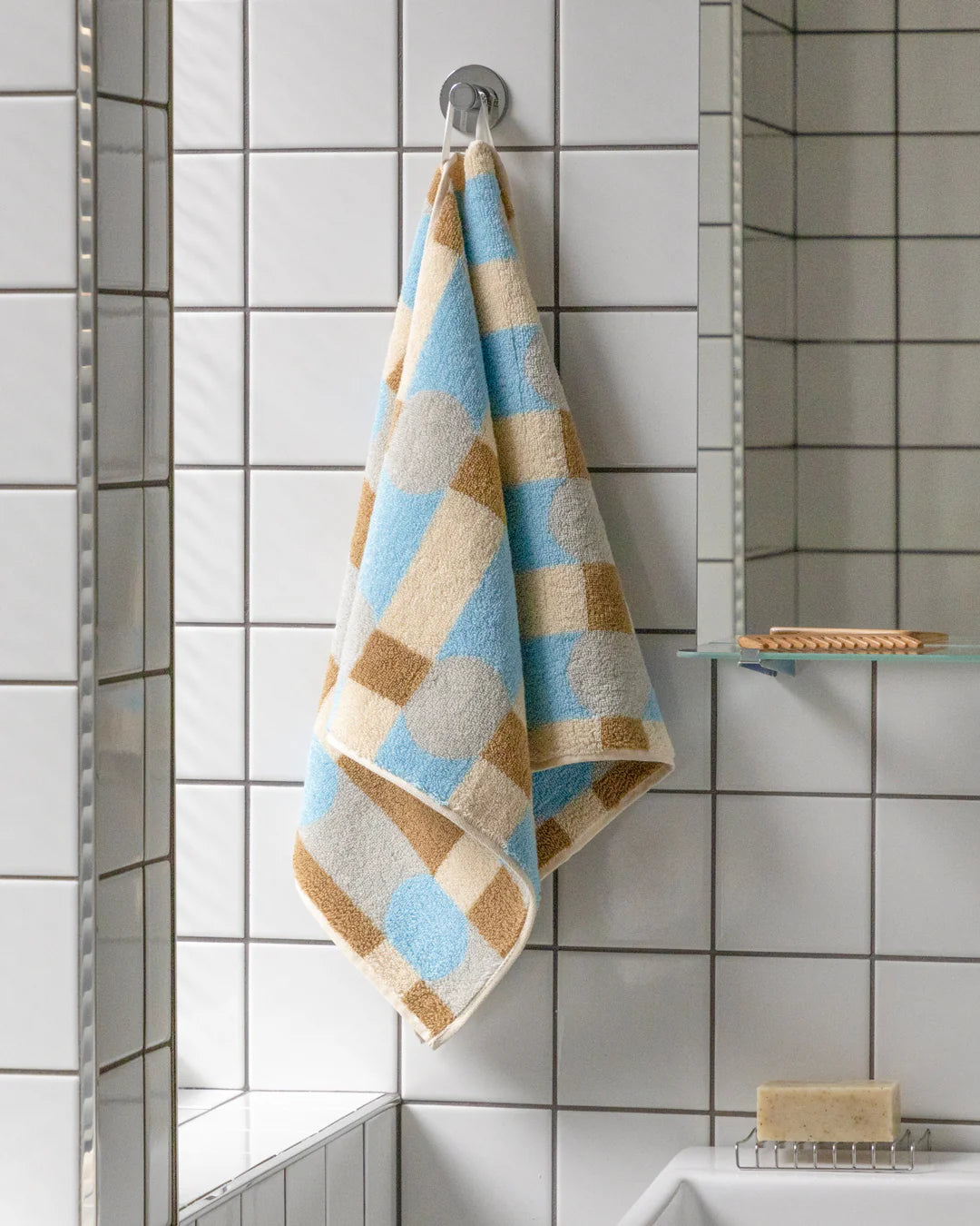 Dot Check Towel - Grey on Cream