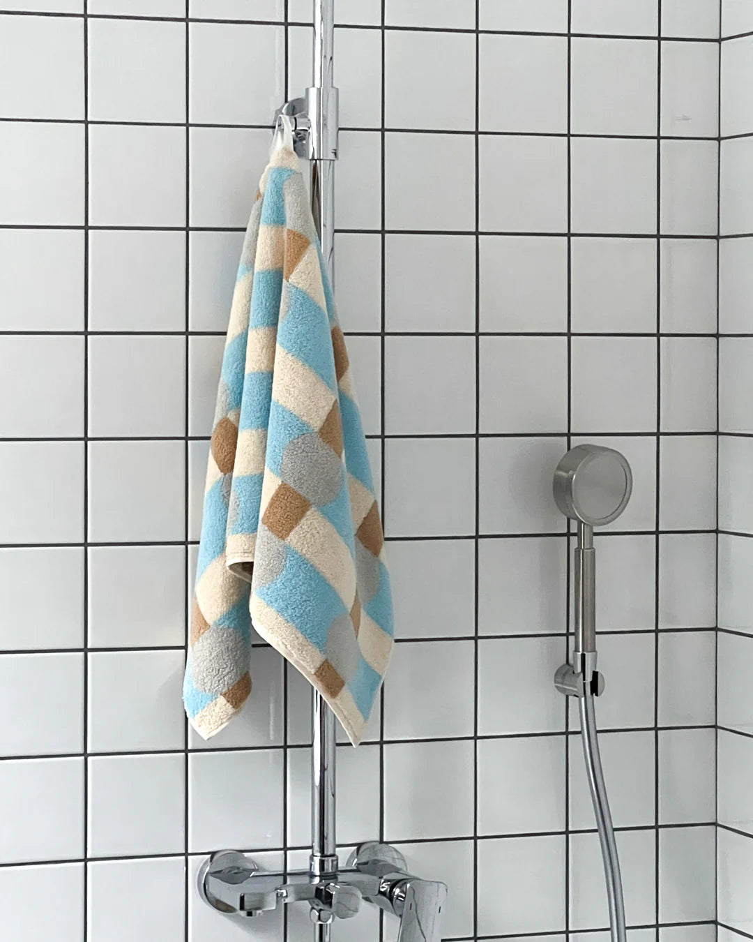 Dot Check Towel - Grey on Cream