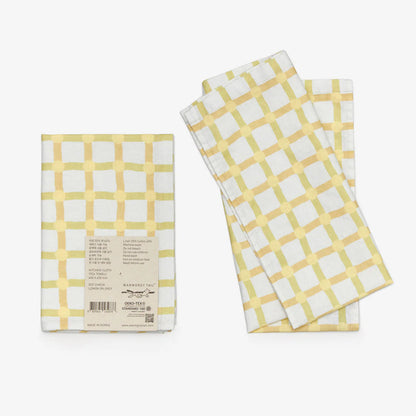 Dot Check Kitchen Cloth  - Lemon on Warmgrey