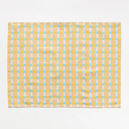 Dot Check Kitchen Cloth - Blue on Sand