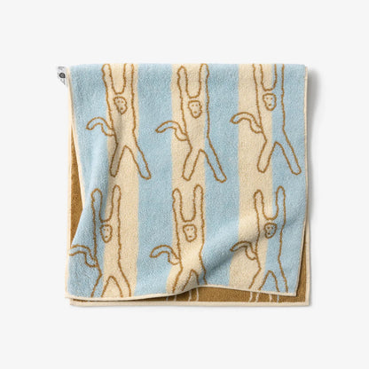 Monkey Face Towel - Blue Stripe