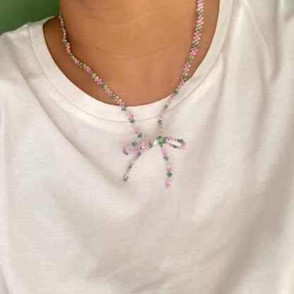 Mini Beaded Ribbon Necklace
