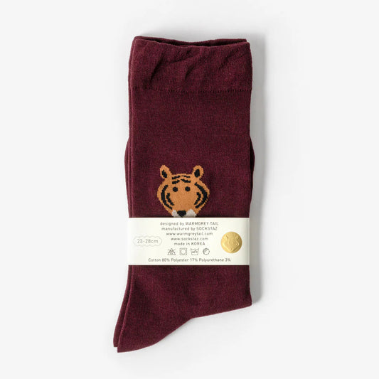 Meet Tiger Socks - Burgundy